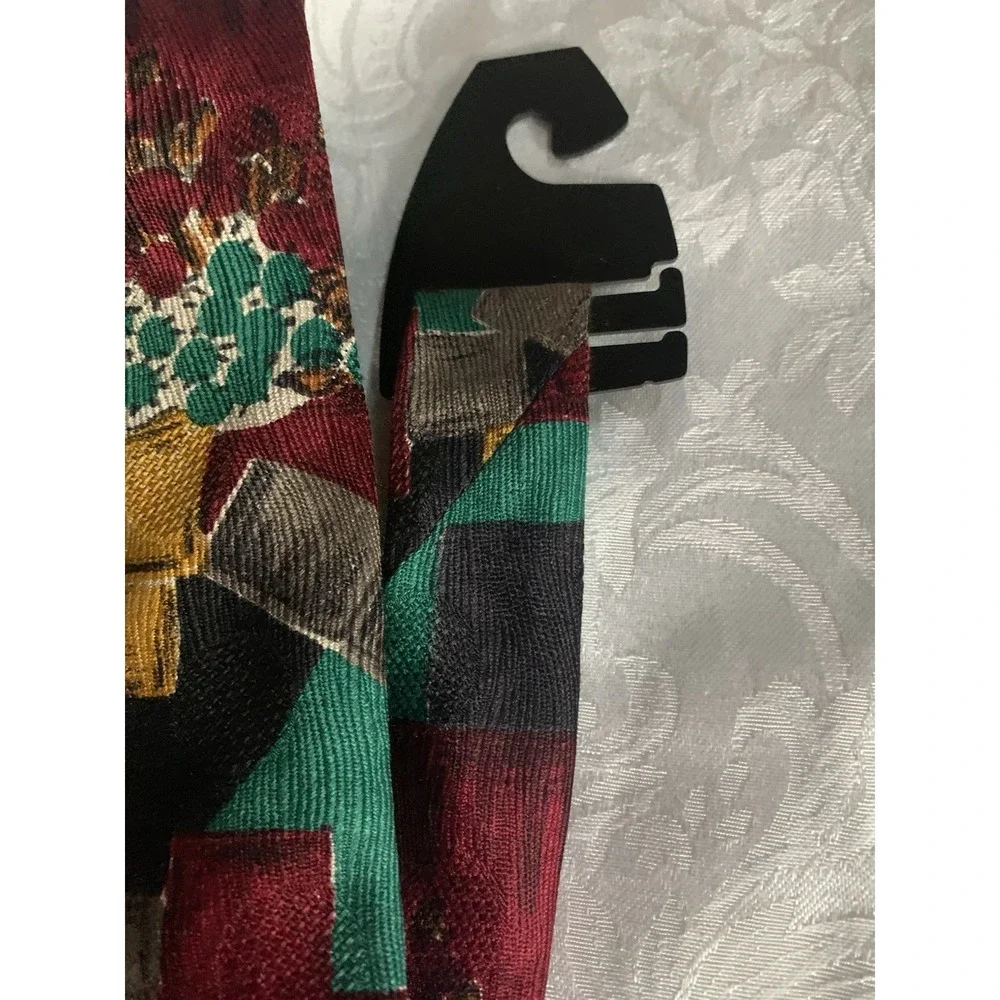 Ezmenegildo Zegna Silk Floral Picture Tie Gold Burgundy‎ Green